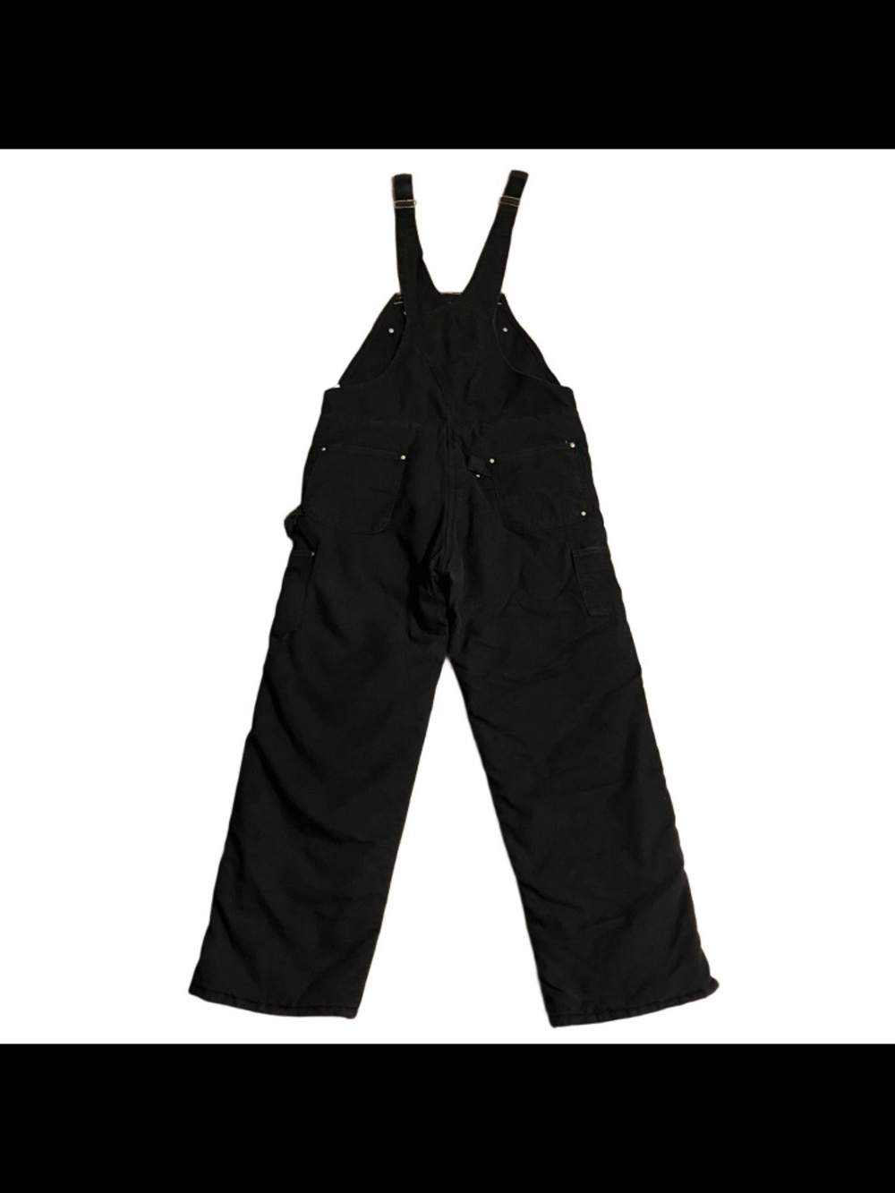 Carhartt R03 BLK Bib Overalls Men's 36x32 Black Insulated Duck Canvas Workwear - Picture 2 of 15